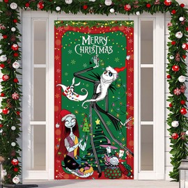 Christmas Decorations Christmas Nightmare Before Door Cover Jack Sally Banner New Year Winter Xmas Decor Christmas Decorations for Home Party