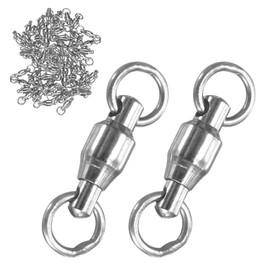 M METERXITY 50-Pack Ball Bearing Fishing Swivels, 0# 0.59In (15mm) Stainless Steel Lure Leader Line Connector for Fishing/Saltwater/Freshwater, High Strength Welded Ring [Silver]