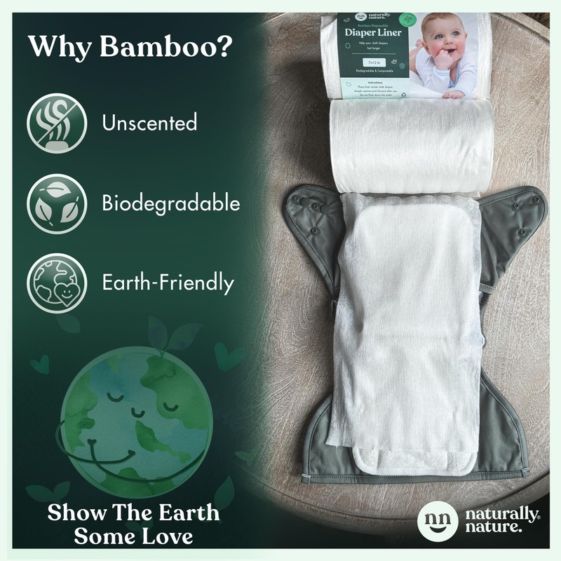 Naturally Nature Disposable Cloth Diaper Liners, Unscented, Fragrance-Free, Chlorine Free