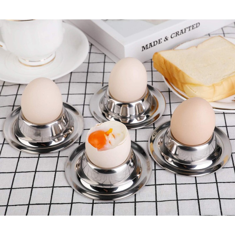 Hsthe Sea 6pcs Stainless Steel Egg Cup Holder Set for