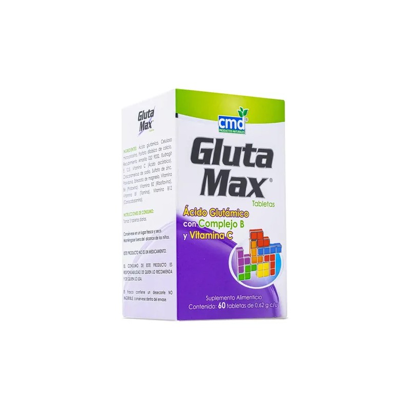 Glutamax 60 Tab .62g Cu Acido Glutamico Con Complejo B