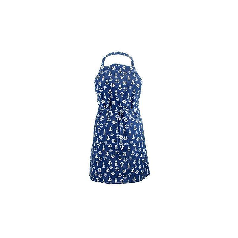 CrazyGadget® 100% Cotton Navy Nautical Apron Lightweight Unisex Chefs Cooks