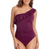 Women's One Piece Swimsuits One Shoulder Swimwear Asymmetric Ruffle Monokinis