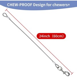 2 Packs Chew-Proof Dog Leash Extension,Tangle Free Short Lead Extender for Training Walking,Durable Cable Extender Suitable for All Breeds Dogs (Black+Transparent, 24 inch/60cm)