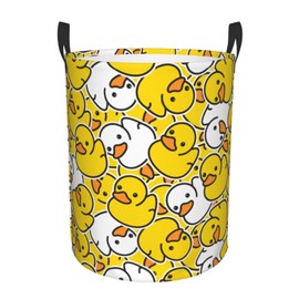 Gbuzozie Cartoon Duckies Round Laundry Hamper Cute Rubber Ducks Storage Basket Toys Clothes Organizer Bin For Home Bathroom Bedroom Dorm Nursery, 62l