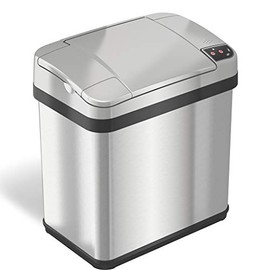 iTouchless 2.5 Gallon Sensor Trash Can with AbsorbX Odor Filter and Air Freshener, Pearl White Waste Bin for Bathroom, Bedroom and Office