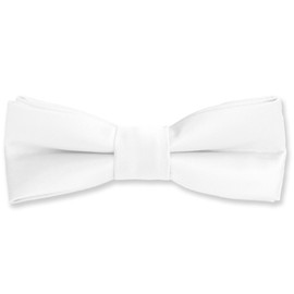 Black n Bianco Boys' Satin Modern Bow Tie Pre-Tied (White)