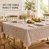Coffee Gingham Tablecloth, Linen Farmhouse Tablecloth with Tassel, 60x84 In