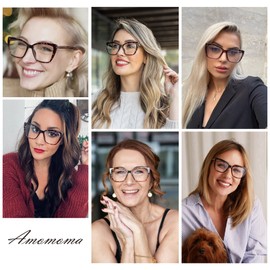 AMOMOMA Trendy TR90 Oversized Blue Light Reading Glasses Women,Stylish Square Cat Eye Glasses AM6031C4 with Tortoise Frame 0.0 x