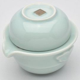 Tenka Tea Line Chinese Teaware Kaidoku Cup (Blue Brother Kiln Powder), Long Diameter 4.3 x Short Diameter 3.7 x Height 2.6 inches (110 x 95 x 65 mm)