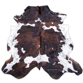 Real Cowhide Genius Leather Hair on Leather Rug by RODEO Decorative Value Size Approx 6X7 ft (Brindle Nutella)