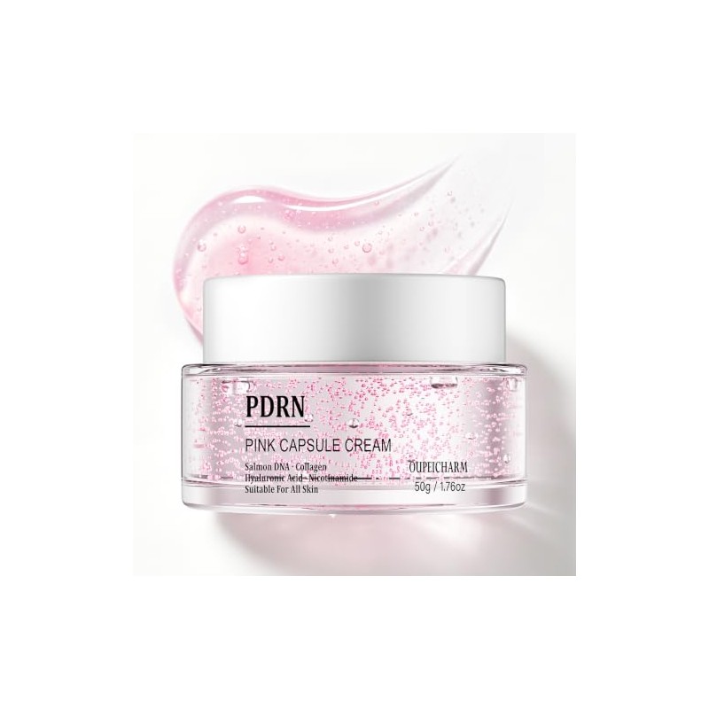 Pink PDRN Capsule Face Cream,Moisturizer Capsule Facial Cream 1.76 OZ