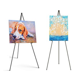 Display Easel Stand for Wedding - 66" Instant Tripod Collapsible Portable Sturdy Floor Easel - Easy Folding Adjustable Poster Metal Stand for Signs, Display Show, Artist, Art, Painting - Black