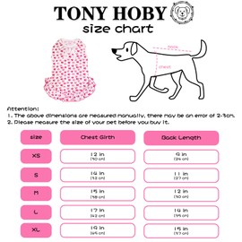 TONY HOBY Adorable Paws Pet Dog Dresses Dog Shirts Cotton for Small Cute Dogs (Pink&White, S)