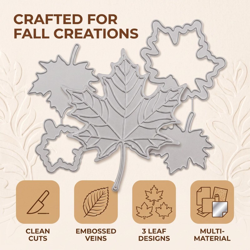 3Pcs/Set Maple Leaf Metal Cutting Dies,Maple Leaf Metal Template Molds