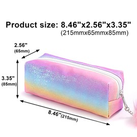 PHOGARY Glitter Preppy Pencil Pouch for Girls, Cute Pastel Pen Case Fluffy Zip Pull Pouch Bag Holographic Pencil Case, Sparkling School Stuff Stationery Shimmery Makeup Bag
