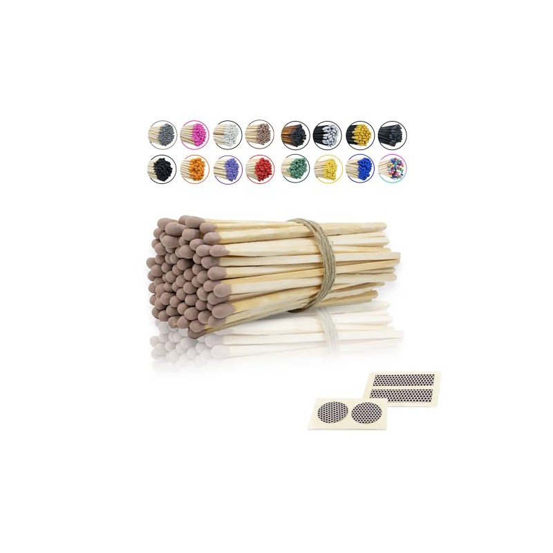 4" Inch Long Wooden Refill Matchsticks with Strike Stickers -