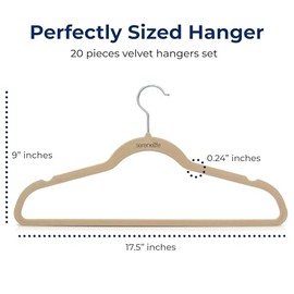 Serenelife Ganchos de Terciopelo Premium, Ahorradores de Espacio, Resistentes, con Gancho Metálico Giratorio de 360°, para Trajes, Pantalones y Vestid