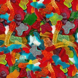 Sunny Island Gummy Candy Mix - Blue Sharks, Worms, Butterflies, Bears - 2-Pound Bag