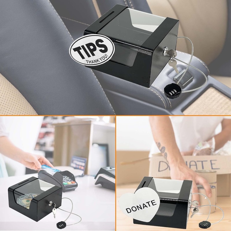 Steel Locking Tip Box - Heavy Duty Secure Tip Jar