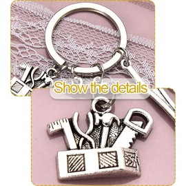 Toolbox Keychain for Dad Fathers Day Birthday Gifts for Father Grandpa Retirement Appreciation Gift for Uncle Friend Screwdriver Wrench Pendant Keychain for Men Hammer Keychain Bag Car Keys