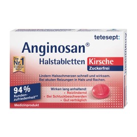 tetesept tetesept Anginosan Halstabletten Kirsche - zuckerfrei – Halsschmerztabletten gegen akute Reizungen in Hals & Rachen – 1 x 20 Stück