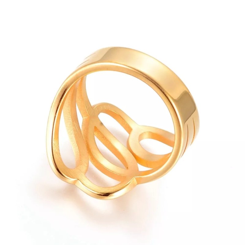 LZD 304 Stainless Steel Finger Rings Gold Size 7 17mm 