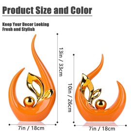 Orange and Gold Home Decor Accents,Modern Decor Dining Table Decorations adornos para sala,Abstract Art Ceramic Sculpture for Centerpieces Decoration for Table, Bookshelf Decorative Objects