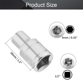 Utoolmart 1/2 Inch Drive Head Bit Socket 9mm Hex, CR-V Steel Sockets, 1.5"(38mm) Height, Auto Repairs Tools, 2 Pcs