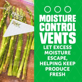 Ziploc Food Storage Produce Bags, Seal Top to Keep and Control Moisture, 15 Bags Total