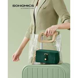 SONGMICS Jewelry Box, Travel Jewelry Case, 2-Layer Jewelry Holder Organizer, 4.6 x 6.3 x 3 Inches, Retro Green UJBC166C04