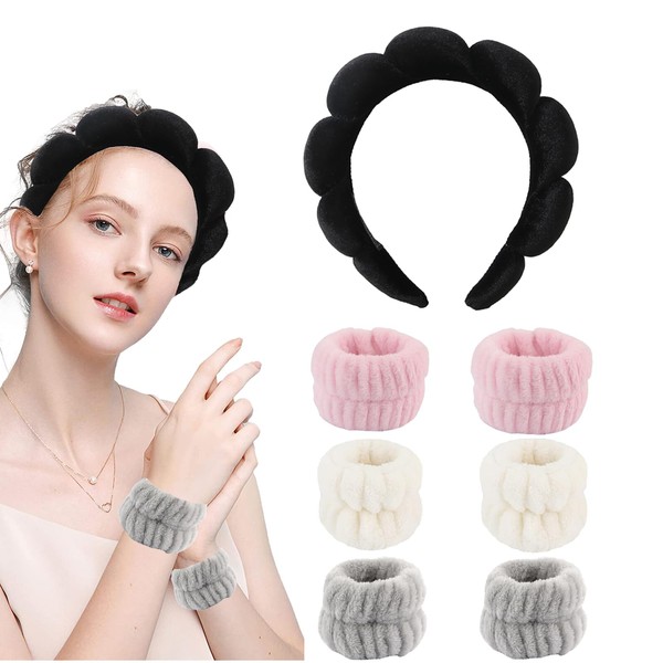 ASHDNSZD Diademas Skincare 7Pcs, Diademas Mujer, Diadema Spa, 3 Piezas