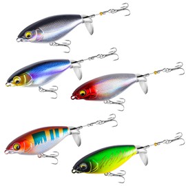 5 Stück Angelköder mit Aufbewahrungsbox, Spinner Angelköder für Teasers für Süßwasser oder Salzwasser, Wobble Oberfläche Schwimmende Köder für Barsch Wels Hecht, Angeln Geschenke für Männer