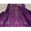 wowfabric4less123 Purple 4way stretch sequins Embroidery Mesh Lace fabric 50”