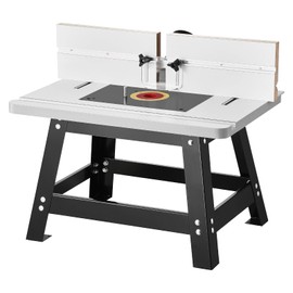 VEVOR Benchtop Router Table, 24 in x 15.7 in, Bench Top Routing Table with Adjustable Fence, MDF Top, Sturdy Metal Base, 2-1/2 in Dust Collection Port, Compatible with Routes & Various Drill Bits