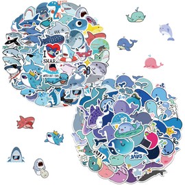 110PCS Funny Sea Animals Stickers – Cute Shark & Whale Vinyl Stickers & Waterproof Decals – Use on Journals, Calendars, Bottles – for Boys, Girls, Kids