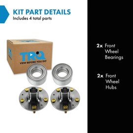 TRQ 2 Piece Front Wheel Bearing & Hub Kit Set with ABS Sensor Compatible with 2007-2015 Mazda CX-9
