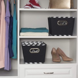 Household Essentials 71-1 Small Tapered Decorative Storage Bins with 2 Pack Set Cubby Baskets, Black Chevron