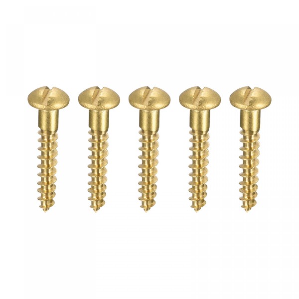 uxcell Wood Screws Slotted Round Head Brass Self Tapping Screws