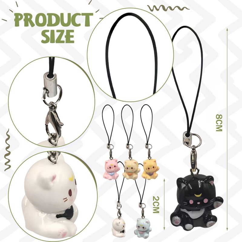EUYKQNOI Portachiavi Gatto Ciondolo per Cellulare Kawaii, Charm per Borse