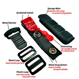 ZYRELYNX Helmet Quick Release Buckle Kit, All Metal Ratcheted Helmet Chin Strap Adapter, Motorcycle Helmet Accessories, Compatible with D-Rings Helmet, Half, 3/4, Full Face Helmet, Red, 1 Pack