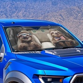 Tuoxiukan Patriotic Sloth Car Windshield Sun Shade Foldable Funny Auto Sun Heat and UV Rays Blocker Vehicle Interior Sunshade Universal Protector for Cars Truck Van SUV