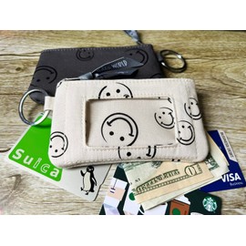 ID Case Wallet with Lanyard, Women's Fashion Lanyard Wallet, Zip ID Case with Lanyard Lanyard with id Holder Wallet Keychain for Women (Smile)
