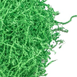 Gloreyan 1/2LB Easter Grass Crinkle Cut Paper Shred, Green Raffia Paper Shred Filler Grass for Easter Gift Wrapping Basket Filling Party Supply