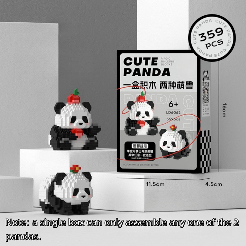 QMEAKMONY Mini Building Blocks Panda Sets Cute Micro Mini Panda