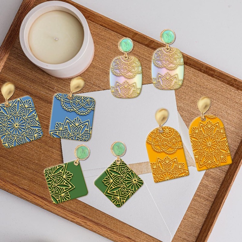 CHGCRAFT Mandala Clay Texture Mat Flower Pattern Clay Modeling Pattern