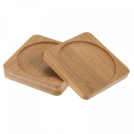 sourcing map 3 Pack Flower Pot Saucers 10 cm Bamboo Square Round Flower Drip Tray