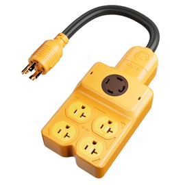 MECMO NEMA L14-30P to Four 5-20R/ 5-15R & L14-30R Generator Adapter Extension Cord, 4 Prong Twist Locking Generator 30 amp to 15 Amp/20 Amp 30 Amp Generator Power Cord 125/250V 7500 Watts, ETL Listed