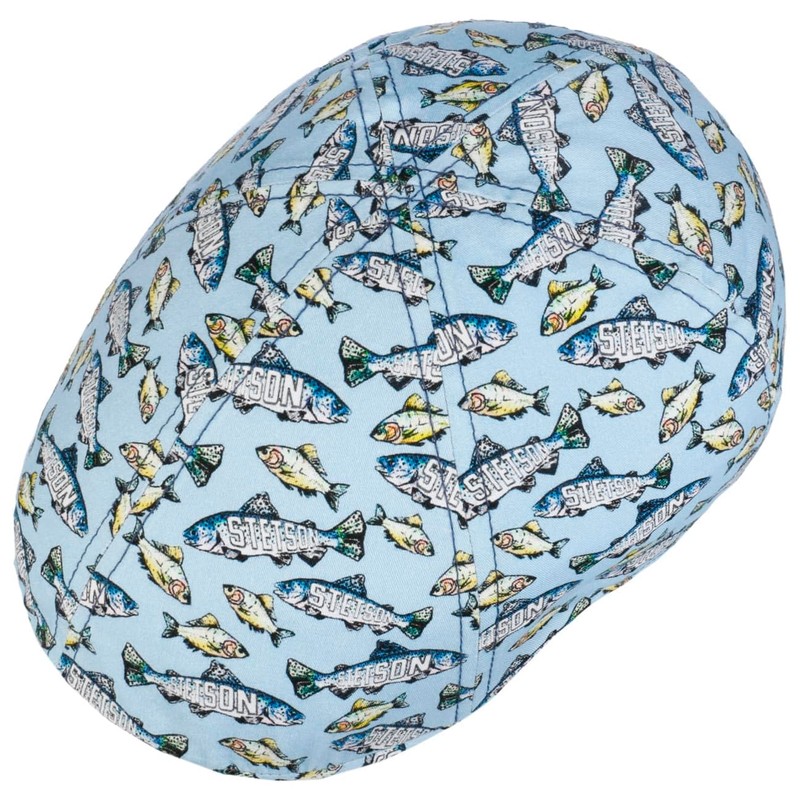 Stetson Texas Allover Fish Flat Cap - Blue Hat -