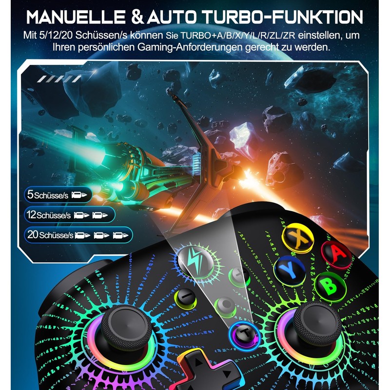 ALEEMTRY Switch Controller, Wireless Controller Switch with RGB Joystick, Programmable